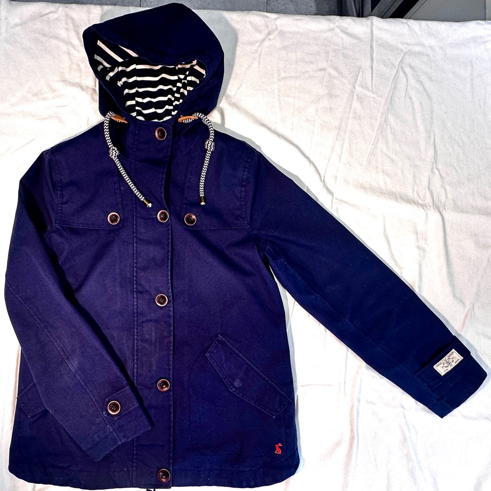 Joules Women’s French Navy, Dark Blue Hooded Waterproof Lined Coast Jacket